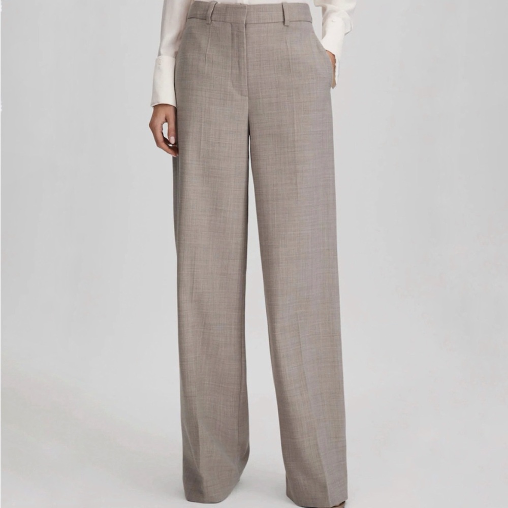 REISS HAZEL WOOL WIDE LEG TROUSERS